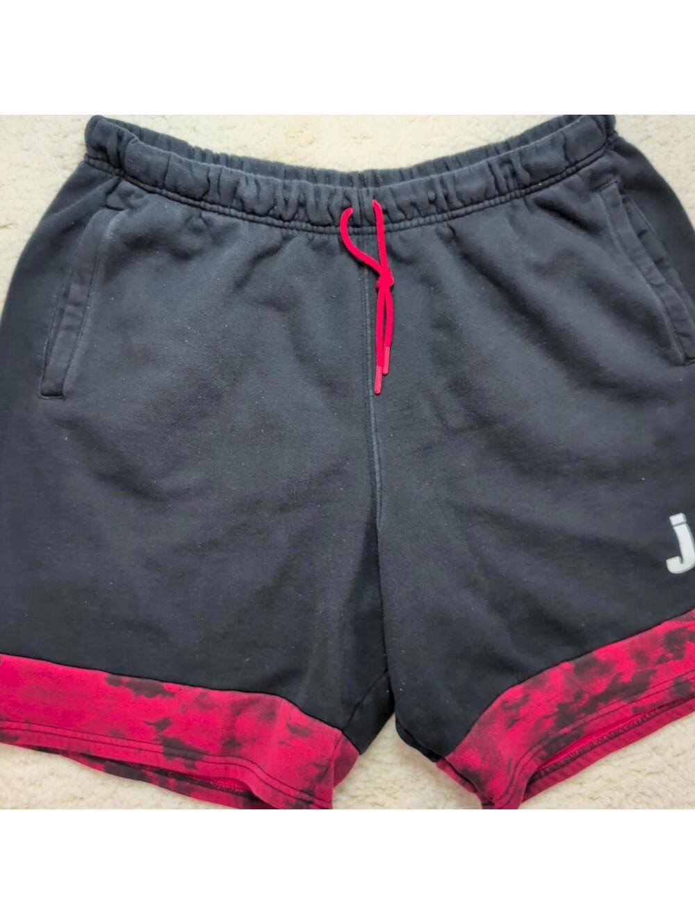 Jordan Sweat Shorts Men’s XL Black Red DD5221-010 Athletic Casual Streetwear - Picture 5 of 11